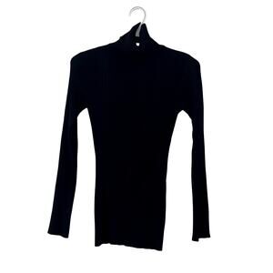 Grane Black Ribbed Turtleneck Sweater Long Sleeve Fitted Top Size L